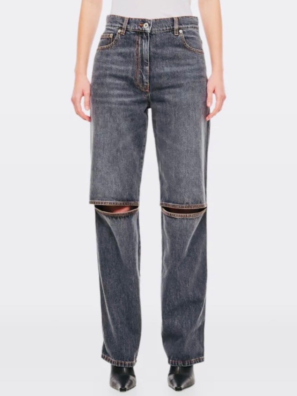 JW Anderson Anchor-logo cut-out jeans